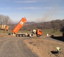 Camion en position de coulée.