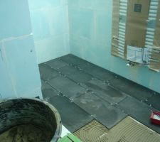 Carrelage sol salle de bain début le 17/03