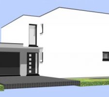 Option vue ouest avec garage et façade sur entrées en Gris