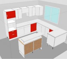 Projet cuisine rouge blanc meubles ikea