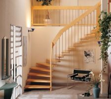 Projet Escalier - Choix du Hêtre   Rampe à barres verticales en métal