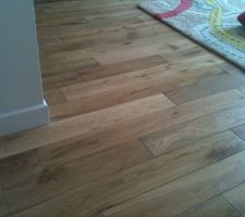 Parquet des chambres plinthes bois peintes couleur mur.