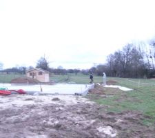 Commencement de coulage de b&eacute;ton.