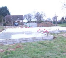 Commencement de coulage de b&eacute;ton.