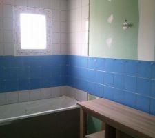 Fa&iuml;ence pos&eacute;e dans la salle de bain de l'&eacute;tage