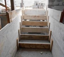 Escaliers qui vont du garage &agrave; l'entr&eacute;e