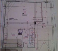 Le plan définitif avec les modifs:
WC sous les escaliers
Suppression d'une cloison dans le séjour
Un grand placard à l'entrée