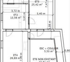 Plan de l'étage avant travaux