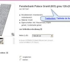 Tablette de fen&ecirc;tre en granit