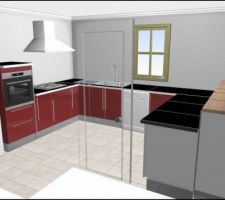 Cuisine finition rouge brillant