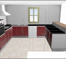 Cuisine finition rouge brillant