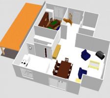 Premier plan "fait maison" de la maison... juste un début pour avoir une idée de ce qu'on veut 
Vue 3D
