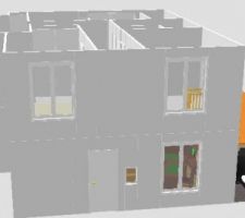 Premier plan "fait maison" de la maison... juste un début pour avoir une idée de ce qu'on veut 
Vue extérieure de la face avant de la maison
avec le RDC et 1er etage