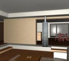 Vue 3D salon, intégration du Stuv 30 compact