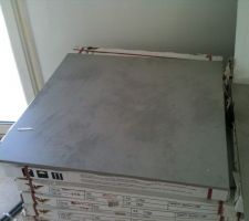 Reception du carrelage.
60*60 pour le bas 30 *60 pour le coin nuit  a l etage!!