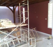 Mur tv couleur chocolat 1ere couche