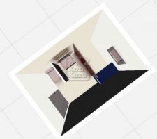 Projet 3d de haut, avec douche italienne et meuble rangement