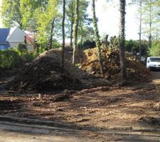 Vue depuis la rue au sud : des gros tas de terre
