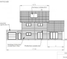 Facade Sud avec toiture végétalisée sur garage