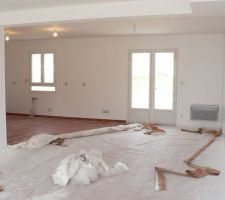 Le pistolet airless étant toujours en réparation, depuis 5 semaines, j'ai terminé les murs au rouleau...