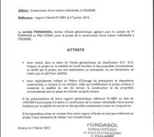 Attestation du Geotechnicien