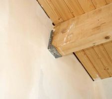 Un des éléments de charme de cette maison était sa charpente traditionnelle. Pour fixer certaines poutres, de jolis sabots en acier. Appréçions l'esthétique. Des caches en bois me sont proposés pour cacher les sabots... quelques "rustines" ne font jamais de mal à l'ensemble...
