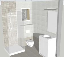 Simulation 3D - faïence et carrelage pour la salle d'eau du RDC