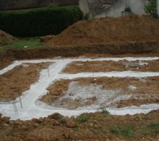 Premiers coulage de béton.