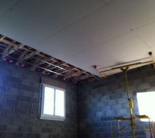 Mise en place du placo du plafond