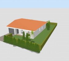 Vue en 3D de notre future maison, et du terrain