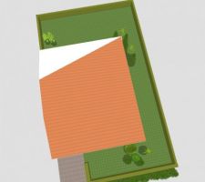 Vue en 3D de notre future maison, et du terrain