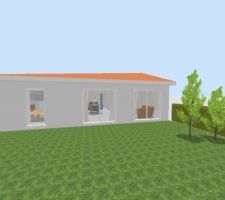 Vue en 3D de notre future maison, et du terrain