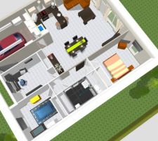 Vue en 3D de notre future maison, et du terrain
