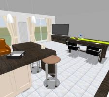 Vue en 3D de notre future maison, et du terrain