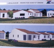 Perspective arri&egrave;re (en haut) et fa&ccedil;ade (en bas)