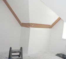 Masquage !
Les rampants sont en blanc satiné.
les murs seront peins en beige.