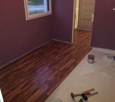 Le parquet de la "suite parentale", chambre et dressing