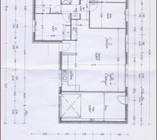 Plan de la maison (ce n'est pas le tout dernier, modifications ont été faites au niveau emplacement ballon et toilettes).