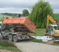 Déchargement du recyclé pour le chemin d'accès