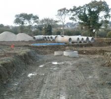 Mise en place des canalisations d'eau pluviale.