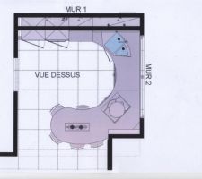 Plan de la cuisine vue dessus