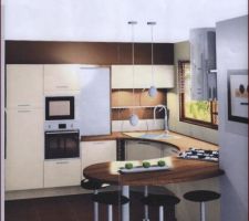 Plan de la cuisine vue 3D vu de la salle a manger