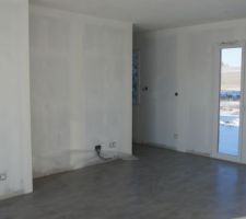 Le salon, avec l'ouverture sur le bureau