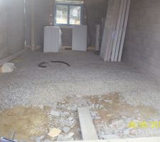 Gravier dans garage avant la dalle