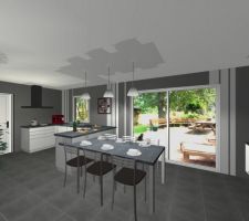 Représentation 3D de la future cuisine.