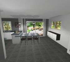 Représentation 3D de la future cuisine.