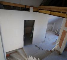 Cloisons du demi niveau vue de l'étage