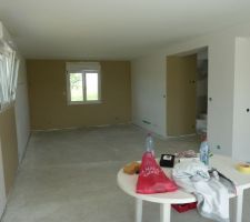 Peinture : vue de la S&agrave;M sur le salon et l'entr&eacute;e