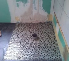 Mise en place mosaique douche italienne