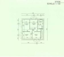 Plan de l'étage, 3 chambres, 1 bureau et 1 salle ed bain